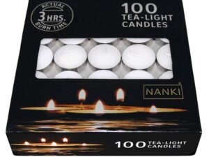 Buy Nanki Trades Wax Tealight Candles Set of 100 (10 Grams, White, 3 Hours Burn Time)