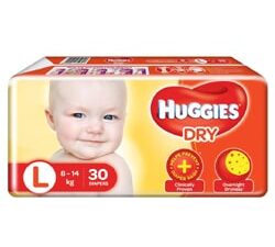 Best Huggies NewDiapers For Baby-Large Size (9.0 kg – 14.0 kg) (30 counts)